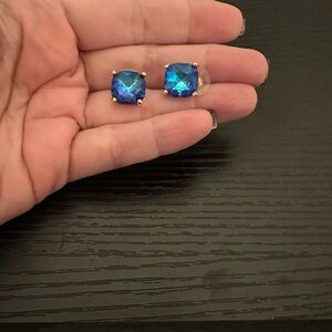 Square Cut Faceted Blue Crystal